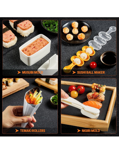 Kit de Hacer Sushi ISSEVE 25 en 1 con Bazooka y Moldes