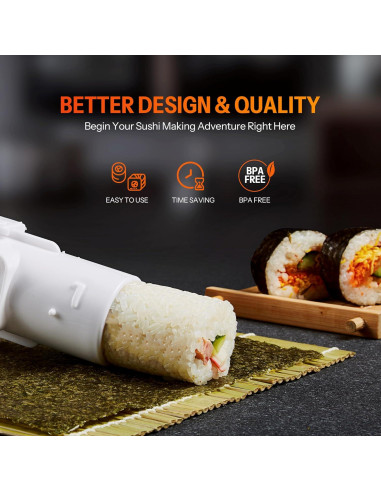 Kit de Hacer Sushi ISSEVE 25 en 1 con Bazooka y Moldes
