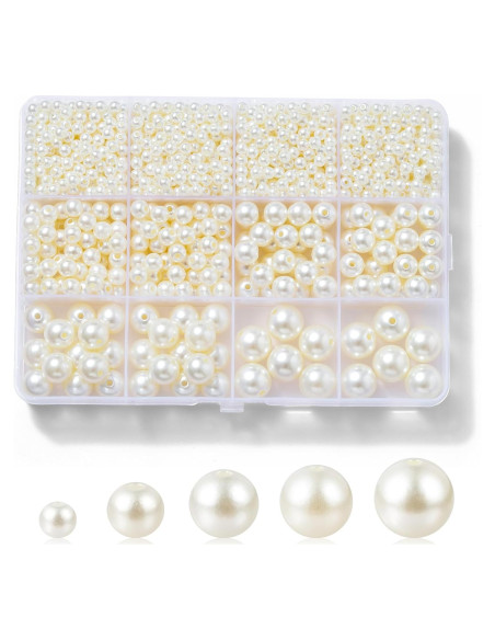 1200 Perlas Redondas para Joyería DIY Hudinsun - 5 Tamaños 1200 Perlas Redondas para Joyería DIY Hudinsun - 5 Tamaños