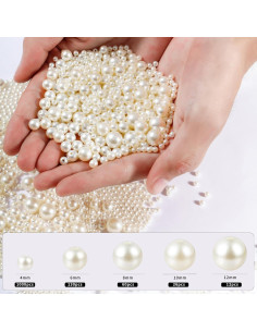 1200 Perlas Redondas para Joyería DIY Hudinsun - 5 Tamaños 2