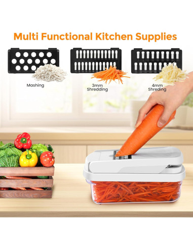 Picador de Verduras Yusshn 12-en-1 con 7 Cuchillas Inoxidable