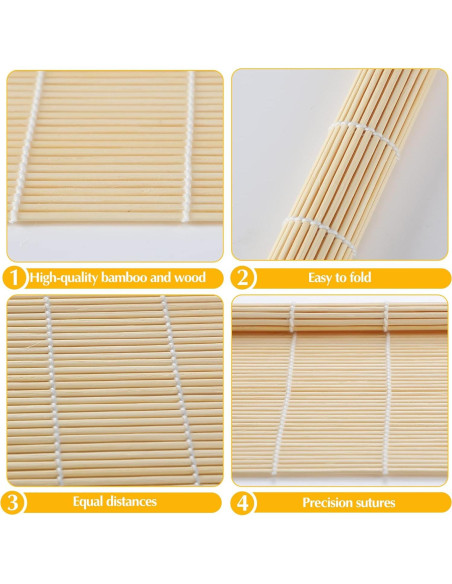 Hoolerry 24 Piezas Esteras de Bambú para Hacer Sushi Hoolerry 24 Piezas Esteras de Bambú para Hacer Sushi
