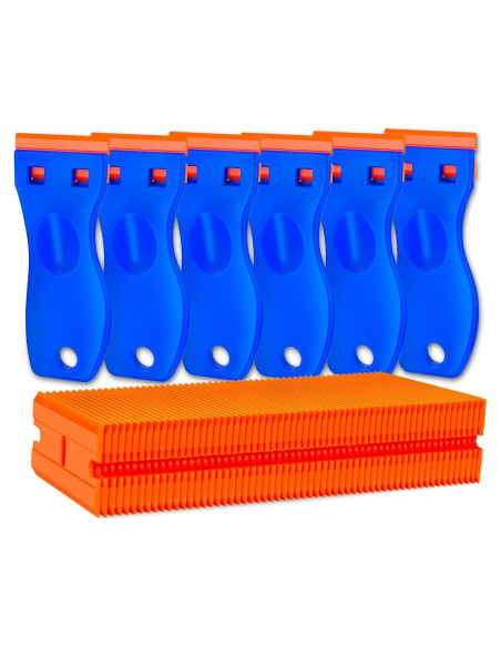 Raspador de plástico Tvkiadv con 6 piezas y 60 cuchillas Raspador de plástico Tvkiadv con 6 piezas y 60 cuchillas