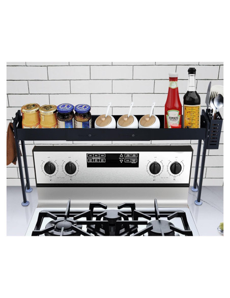 Estante de Especias Horynar Negro Ajustable 5 Niveles 37 cm Estante de Especias Horynar Negro Ajustable 5 Niveles 37 cm