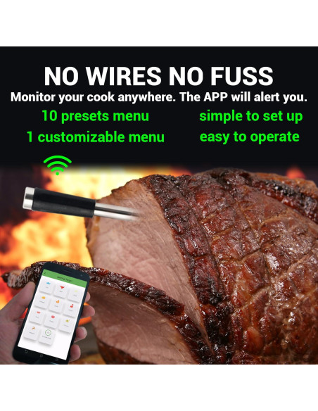 Termómetro de Carne Inalámbrico AIBBQLIFE Bluetooth 5.2 IP68 Termómetro de Carne Inalámbrico AIBBQLIFE Bluetooth 5.2 IP68