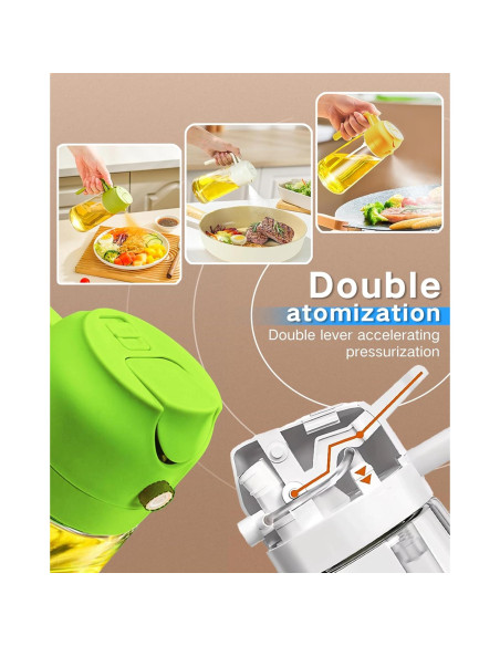 Dispensador de Aceite y Pulverizador 2 en 1 DAQJIOO 500 ml Verde Dispensador de Aceite y Pulverizador 2 en 1 DAQJIOO 500 ml Verde