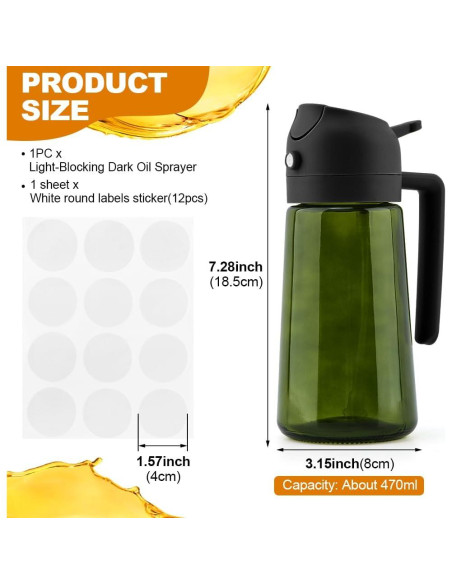 Botella dispensadora de aceite Ranjaner 470ml negra Botella dispensadora de aceite Ranjaner 470ml negra