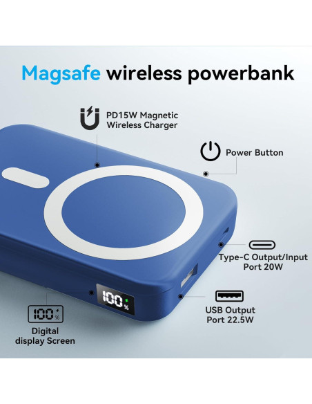 Banco de Poder Magnético 10000mAh Anshi Shengying Carga Rápida Banco de Poder Magnético 10000mAh Anshi Shengying Carga Rápida
