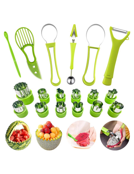 Juego de 18 Piezas Cortadores de Frutas FODIENS Acero Inoxidable Juego de 18 Piezas Cortadores de Frutas FODIENS Acero Inoxidable