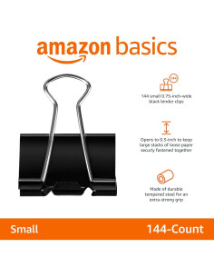 Clips de papel Amazon Basics pequeños 144 unidades negro 2