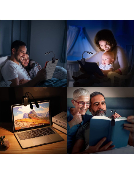 Luz de Atril Recargable GY con Clip y 8 LED 3 Niveles Luz de Atril Recargable GY con Clip y 8 LED 3 Niveles