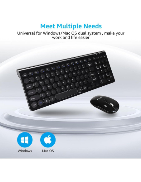 Combo Teclado y Ratón Inalámbrico YXLILI Negro Silencioso Combo Teclado y Ratón Inalámbrico YXLILI Negro Silencioso