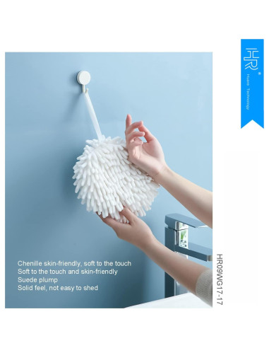 Toalla de Mano Chenille HR Huare Paquete de 2 Blanca