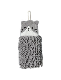 Toalla de Mano Chenille GTONEE Gato Gris 28x13 cm