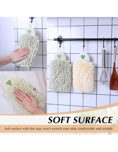 Toallas de Mano Kinlop 4 Pcs Chenille Beige Verde Claro