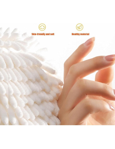 Set de 2 Toallas de Mano Microfibra WEIWODUZUN Blancas y Rosas