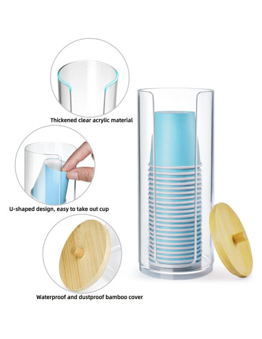 Dispensador de Tazas de Baño IWNTWY Acrílico Transparente