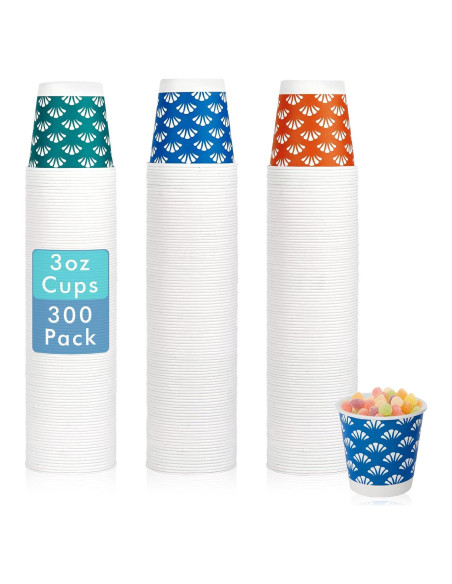 Paquete de 300 tazas de papel JollyPack 3 oz colores fiesta Paquete de 300 tazas de papel JollyPack 3 oz colores fiesta