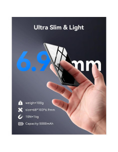 Banco de Poder Inalámbrico Kuulaa 5000mAh Delgado Negro 2