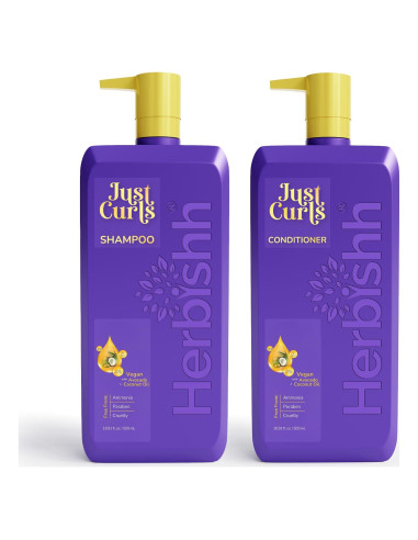 Kit Champú y Acondicionador Herbishh Just Curls 500ml Vegano