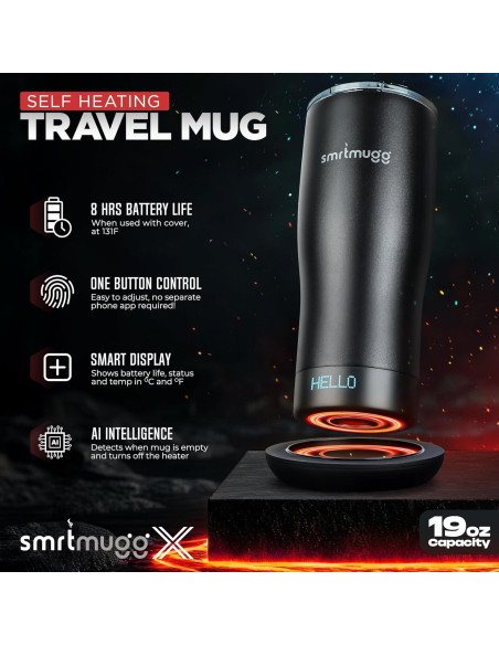 Taza calefaccionada SmrtMugg X 560 ml con control LCD Taza calefaccionada SmrtMugg X 560 ml con control LCD