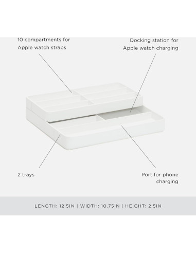 Valet de Reloj WOLF Blanco con Carga para Apple Watch