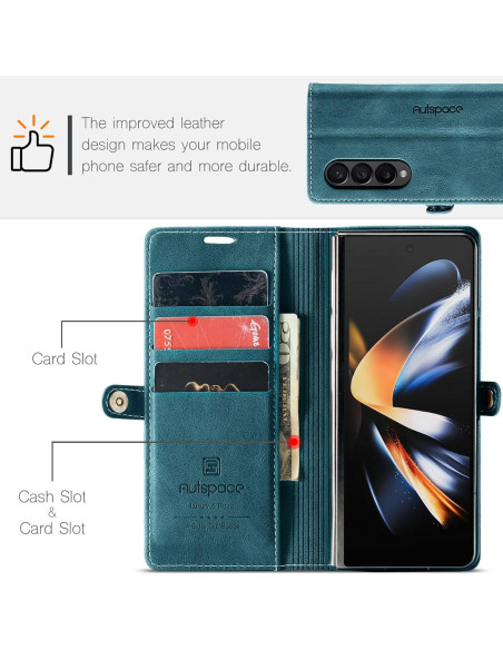 Funda EYZUTAK para Samsung Galaxy Z Fold 4, Cuero Azul Funda EYZUTAK para Samsung Galaxy Z Fold 4, Cuero Azul