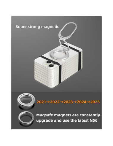 Soporte MagSafe Mindsky para iPhone 12/13/14/15 Plata