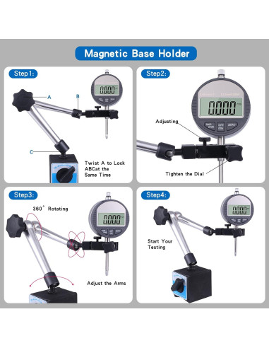 Soporte Magnético Qnkaa para Medidor Digital de Dial 1,17 kg