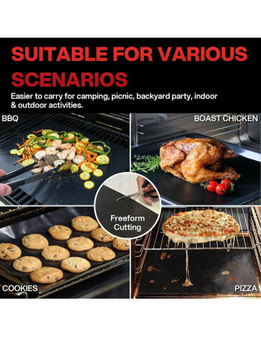 Mats para Parrilla BBQtrips 10 Pcs Antiadherentes 40x33cm