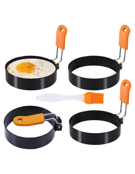 Juego de 4 anillos para huevos HLMOptimo 8,89 cm acero inoxidable Juego de 4 anillos para huevos HLMOptimo 8,89 cm acero inoxidable