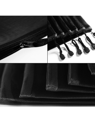 Outus 15 Bolsas de Malla con Cremallera Organizador Negro