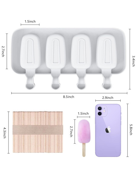 Conjunto de Moldes para Paletas Ouddy Life Silicona 8 Cavidades Conjunto de Moldes para Paletas Ouddy Life Silicona 8 Cavidades