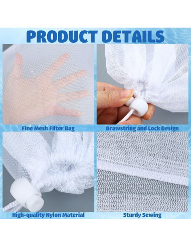 Paquete de 6 bolsas de malla nylon para aspiradora piscina