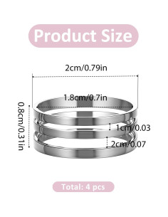Paquete de 4 Abridores de Anillos de Salto Aiyorse 19mm Plata 2