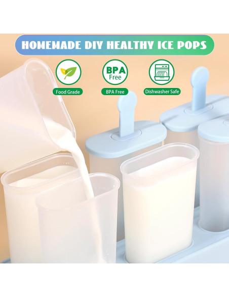 Moldes de Paletas Caseras DERTE 2 Piezas 12 Cavidades 75ml Moldes de Paletas Caseras DERTE 2 Piezas 12 Cavidades 75ml