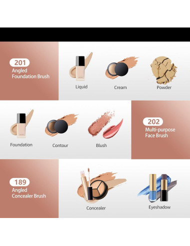 Conjunto de Brochas de Maquillaje Albeaut 3 Piezas Anguladas