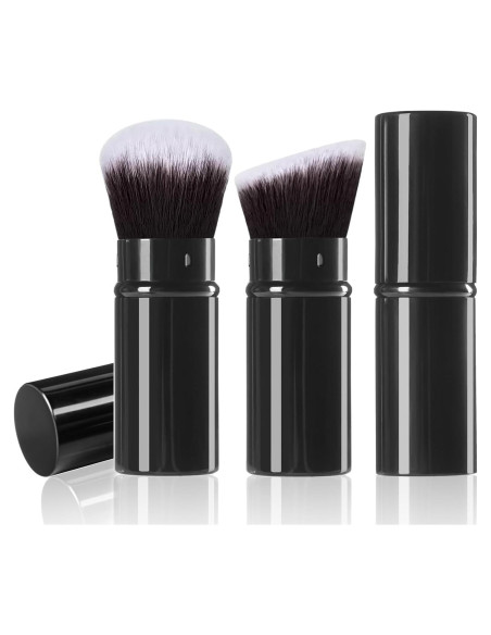 Paquete de 2 Pinceles Kabuki Retráctiles Keriloo Negro Paquete de 2 Pinceles Kabuki Retráctiles Keriloo Negro