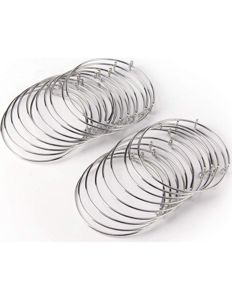 20 Pulseras de Alambre Ajustable Plata para Joyería DIY 20 Pulseras de Alambre Ajustable Plata para Joyería DIY