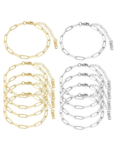 Kit de Pulseras de Encanto HUISUYTON 10 Pcs Oro 18K 16 cm