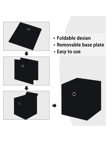 Cajas de Almacenamiento Plegables NieEnjoy 11L Negro - 3 Pzas