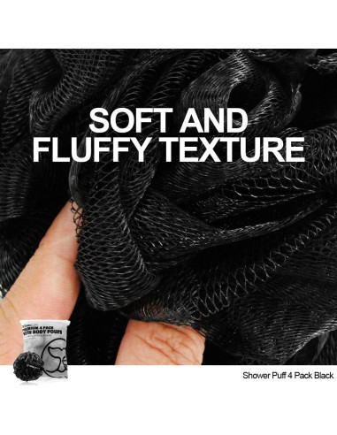 Esponjas de Ducha 4 Pack WhaleLife Loofah Negra Exfoliante