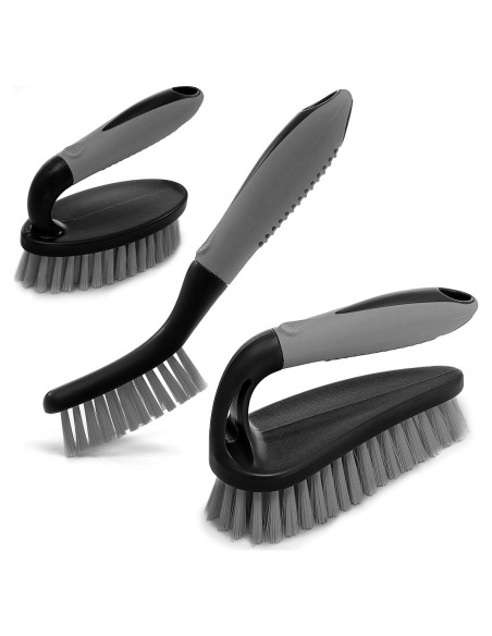 Juego de 3 cepillos de limpieza Trazon - Mango ergonómico Juego de 3 cepillos de limpieza Trazon - Mango ergonómico