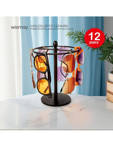 Soporte para Gafas de Sol Wismay, Acero Inoxidable Negro, 12 Pares