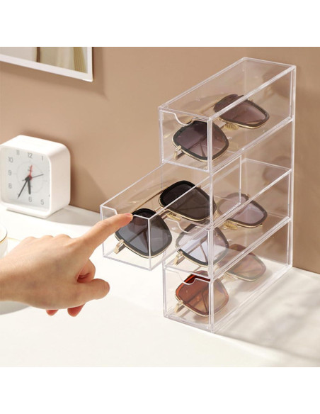 Organizador de Gafas Vowcarol 2 Piezas Acrílico 4 Cajones Organizador de Gafas Vowcarol 2 Piezas Acrílico 4 Cajones