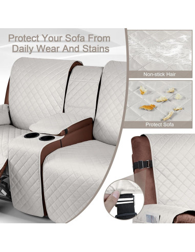 Funda Impermeable para Loveseat Recliner KinCam Beige 2 Asientos