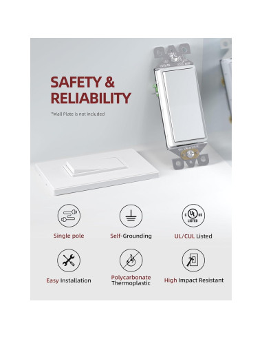 Interruptor Decorativo AIDA Blanco Mate 15A 120/277V Paquete 20