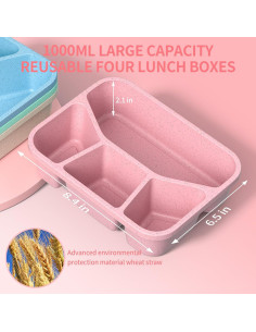 Bento Box XGXN 4 Compartimentos 1300ml Apto Microondas 2