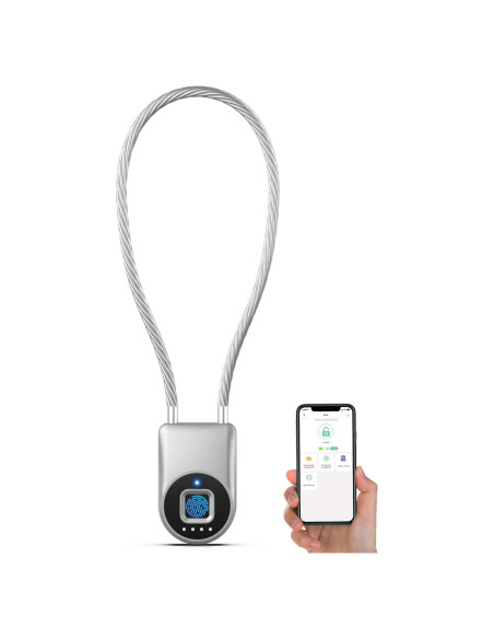 Candado de Cable Biométrico Anweller P2B 35,56 cm Plata Candado de Cable Biométrico Anweller P2B 35,56 cm Plata