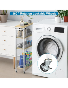 Carro de Almacenamiento Slim YBING 4 Niveles Blanco 19x40x87 cm 2